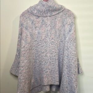 LOFT Pink Cowl Neck Sweater with Fuzzy Texture and Oversized Fit